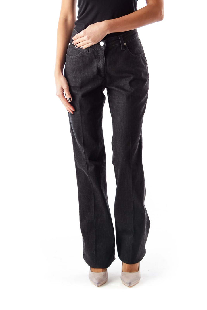 Black Mid-Waist Flare Jeans