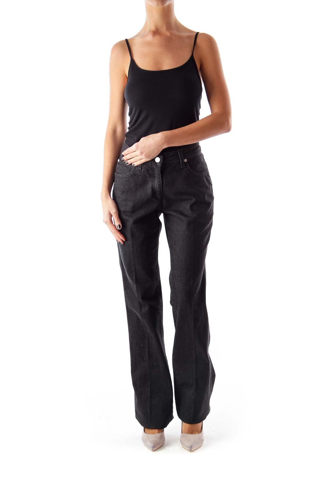 Black Mid-Waist Flare Jeans