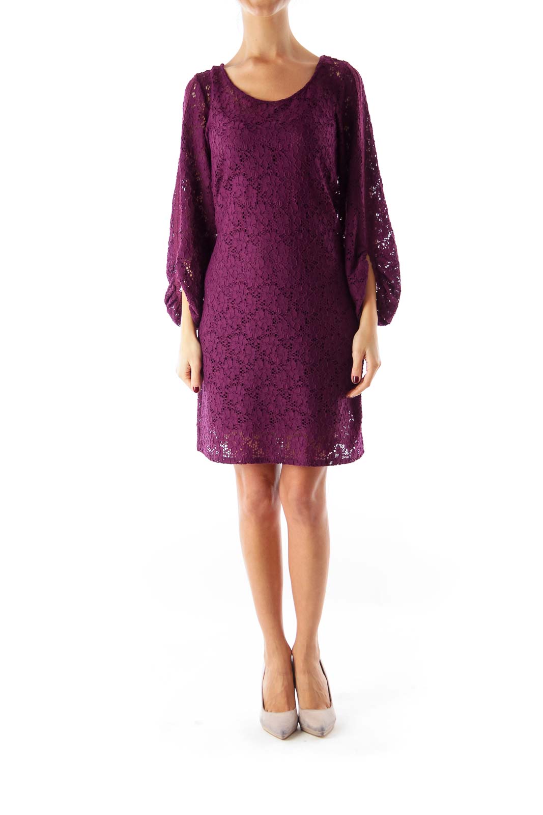 Purple Lace Shift Dress