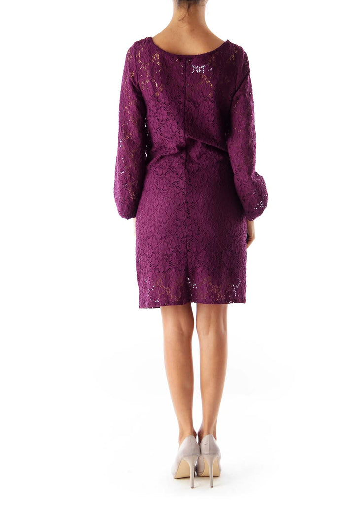 Purple Lace Shift Dress