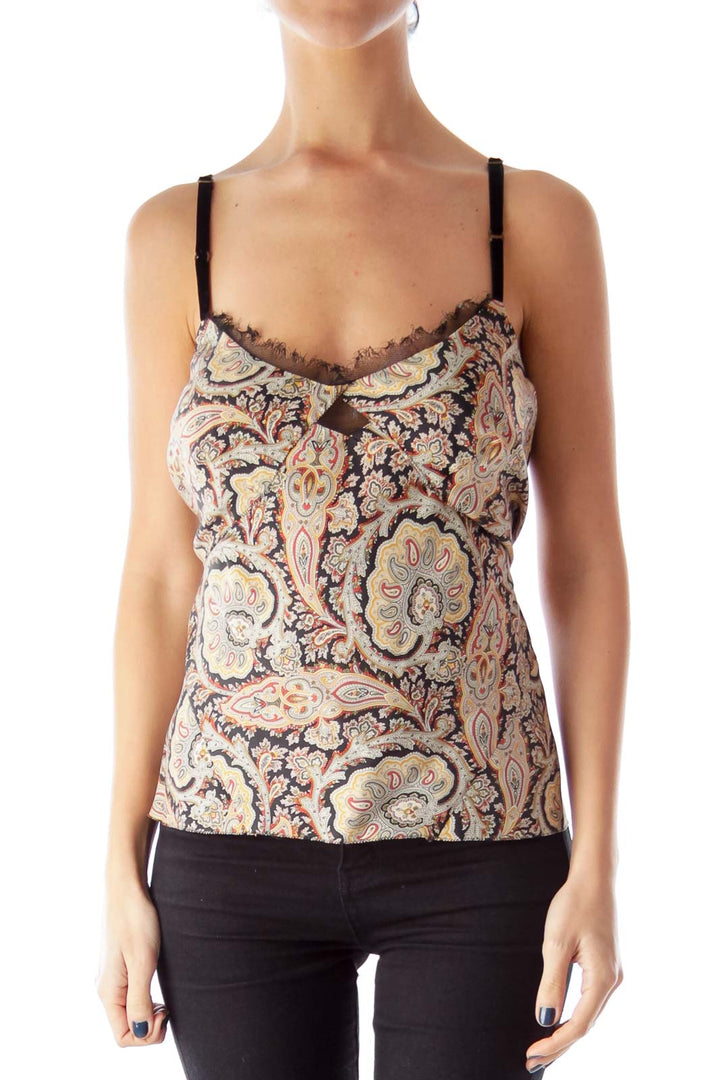 Paisley Print Cut Out Top