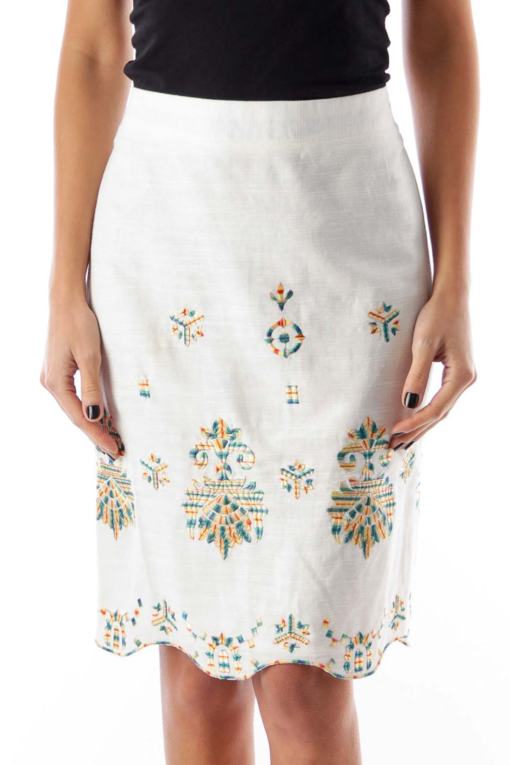 White Embroidered Skirt