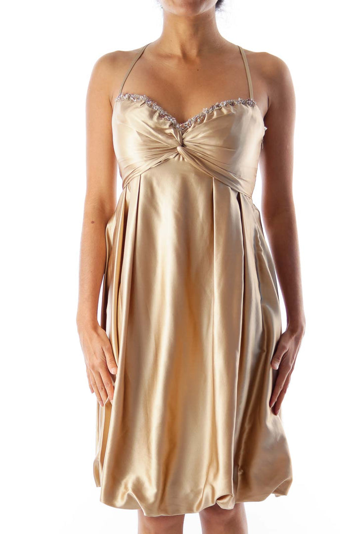 Beige Balone Silk Dress