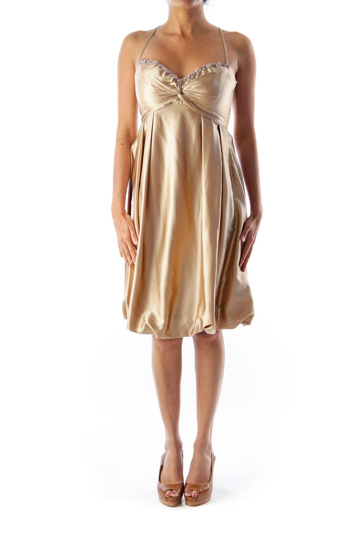 Beige Balone Silk Dress