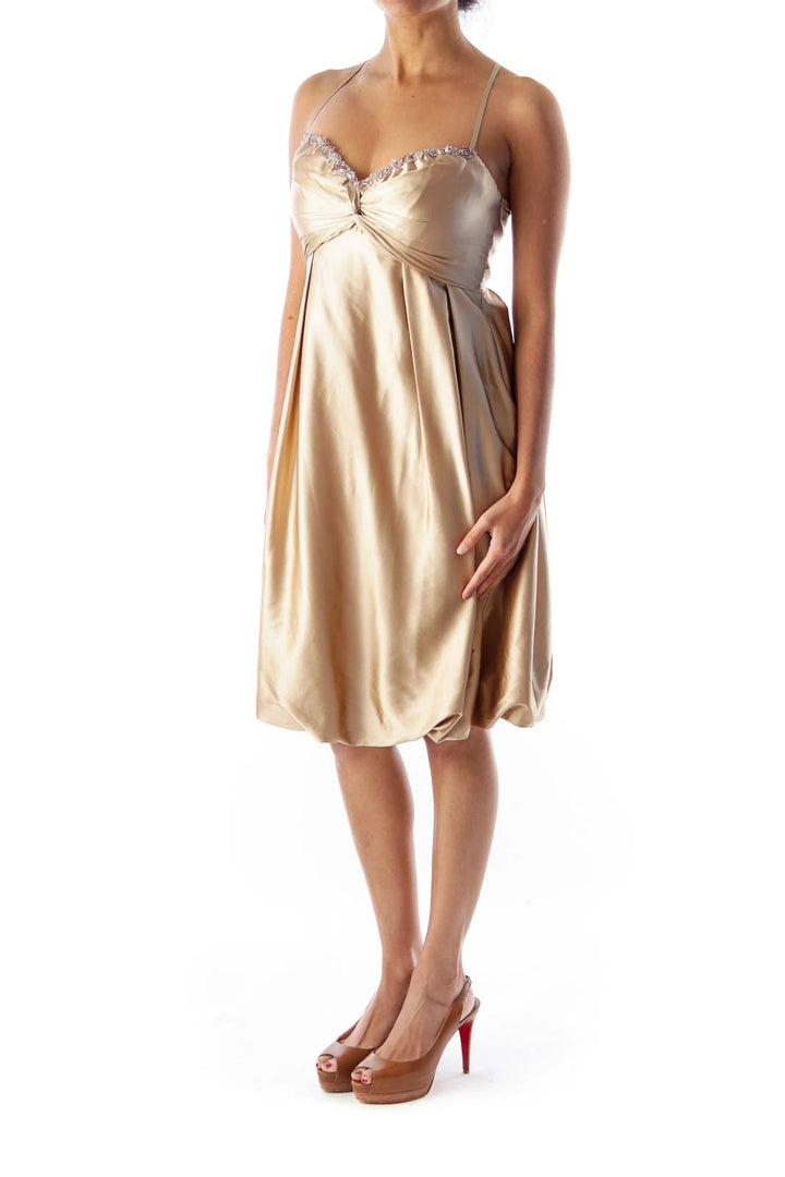 Beige Balone Silk Dress