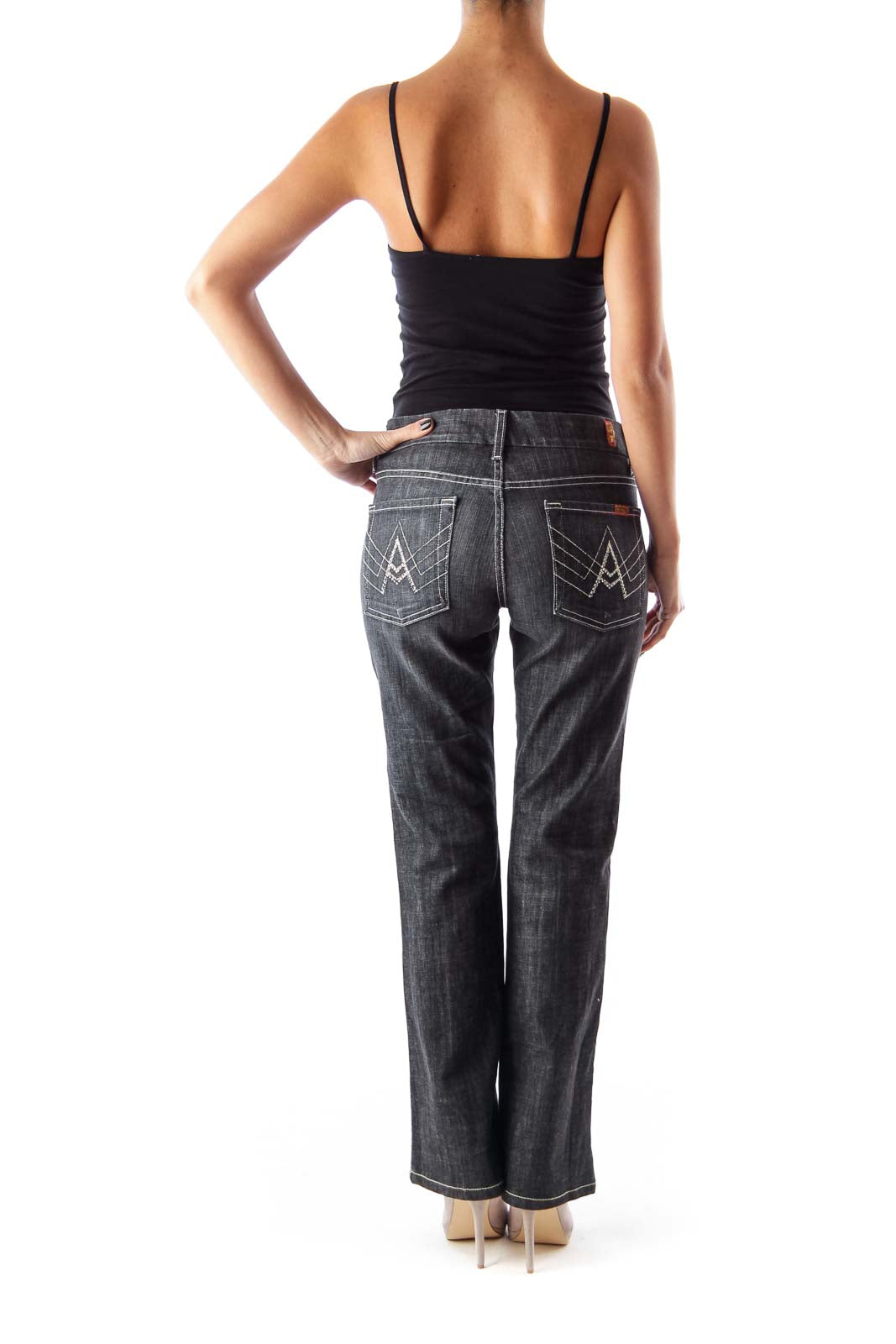 Black Washed Flare Jeans