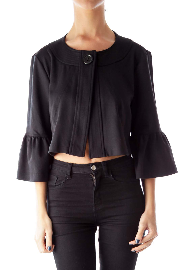 Black Bell Sleeve Crop Coat