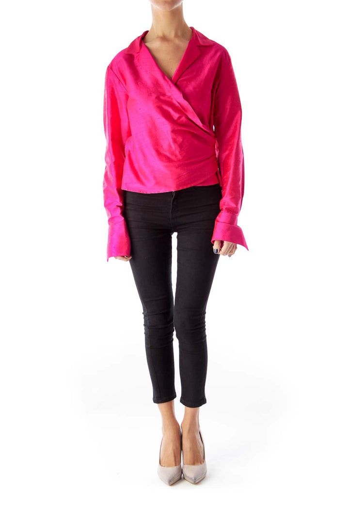 Pink Wrap Crop Blouse