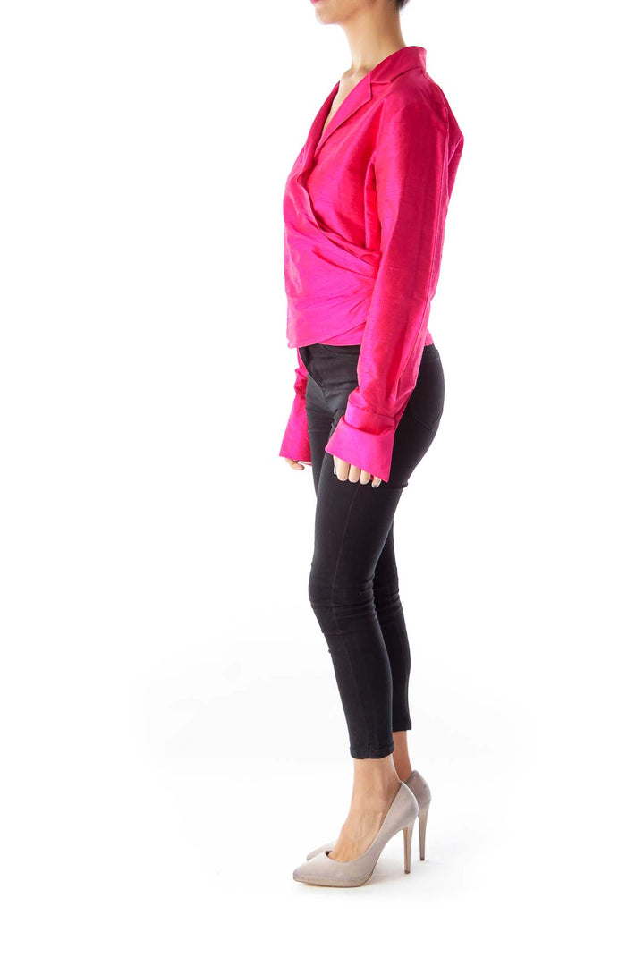 Pink Wrap Crop Blouse