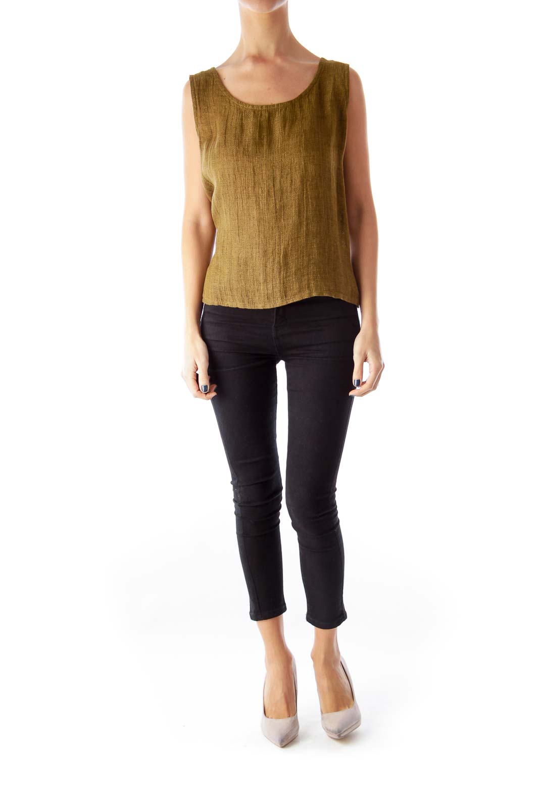 Olive Linen Tank Top