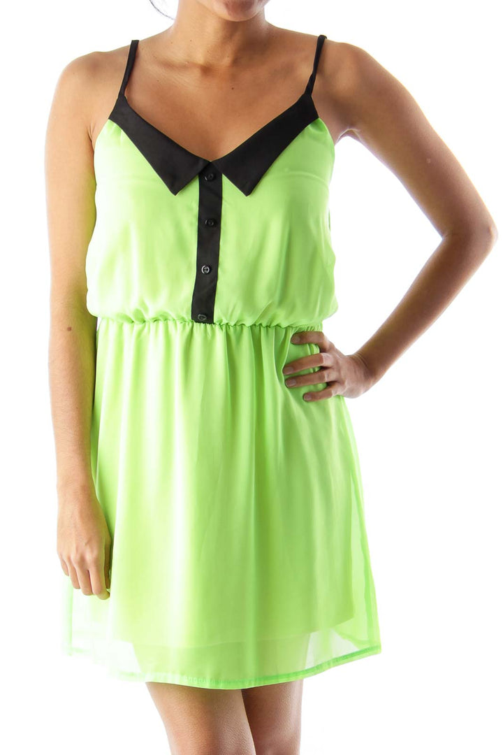 Neon Green & Black Mini Dress