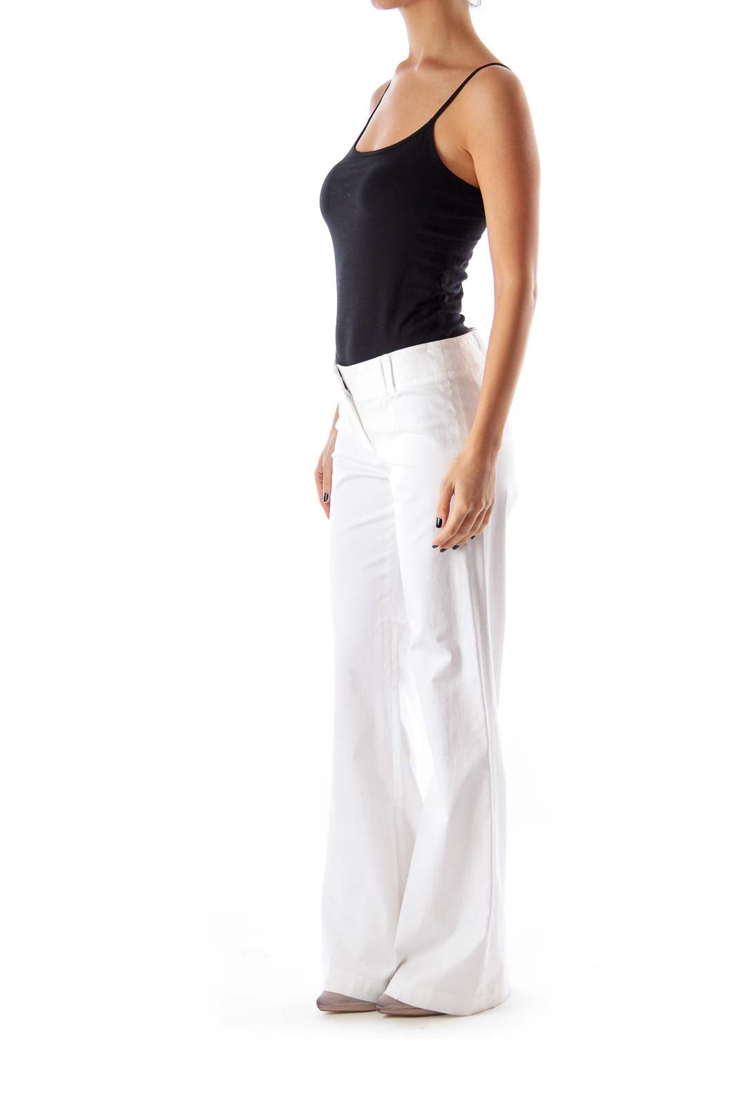 White Long Flare Pants