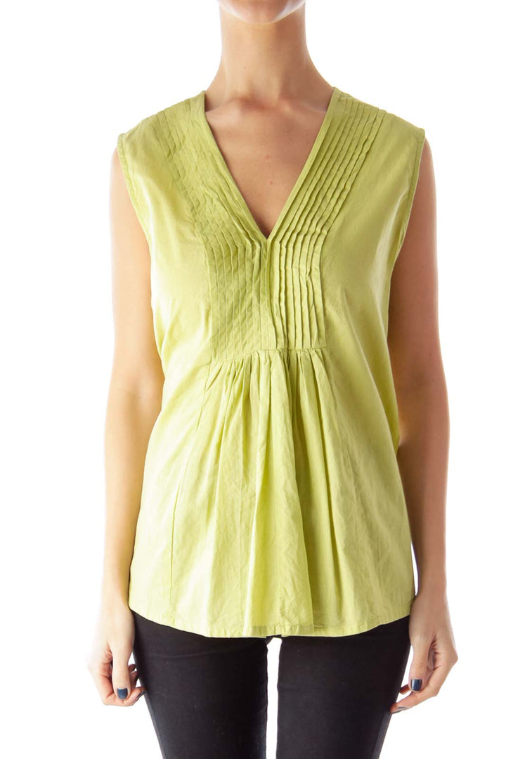 Green Draped Front Blouse