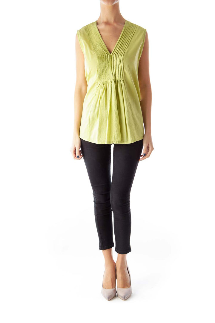 Green Draped Front Blouse