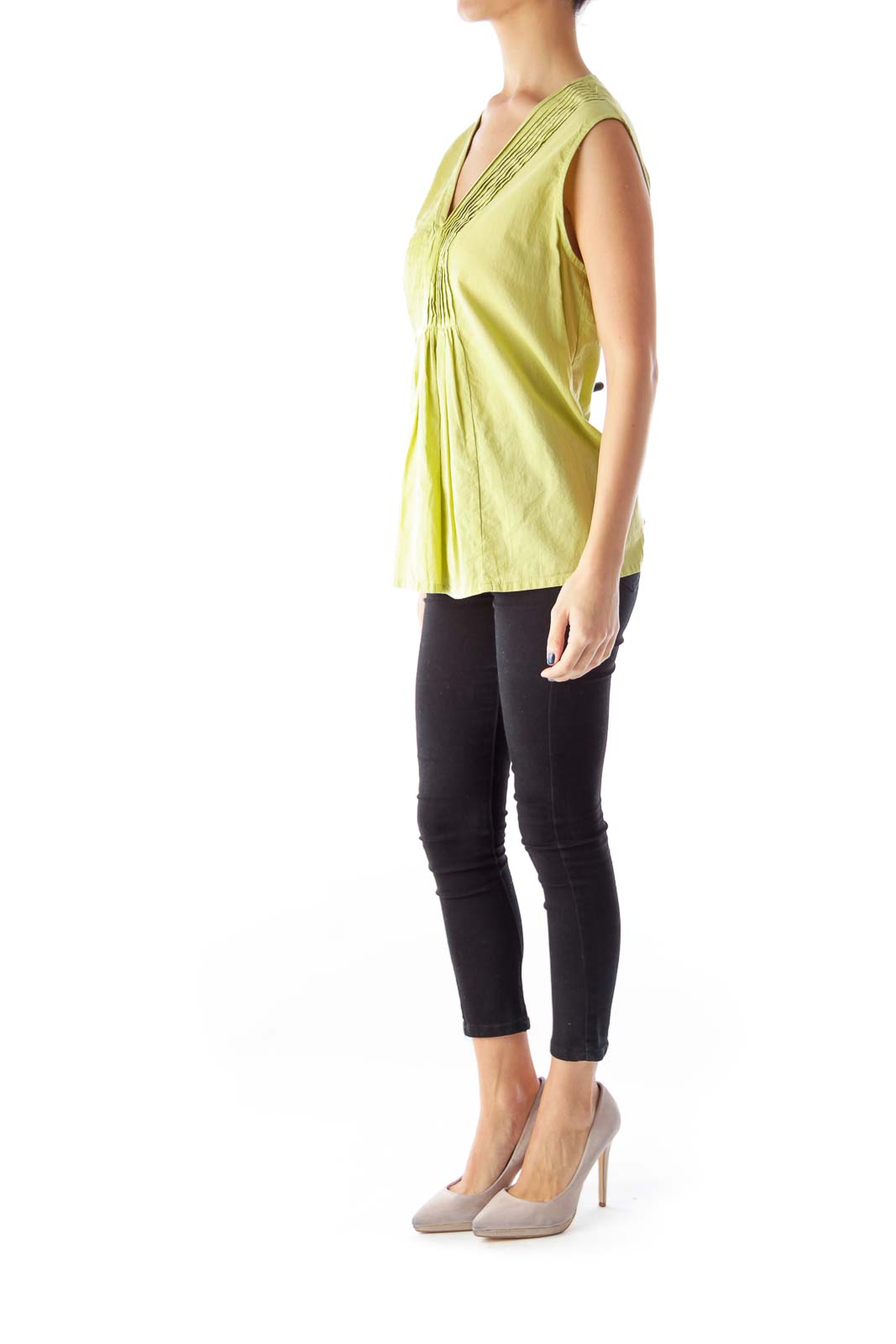 Green Draped Front Blouse