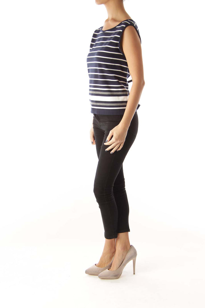 Navy Striped Sleeveless Top