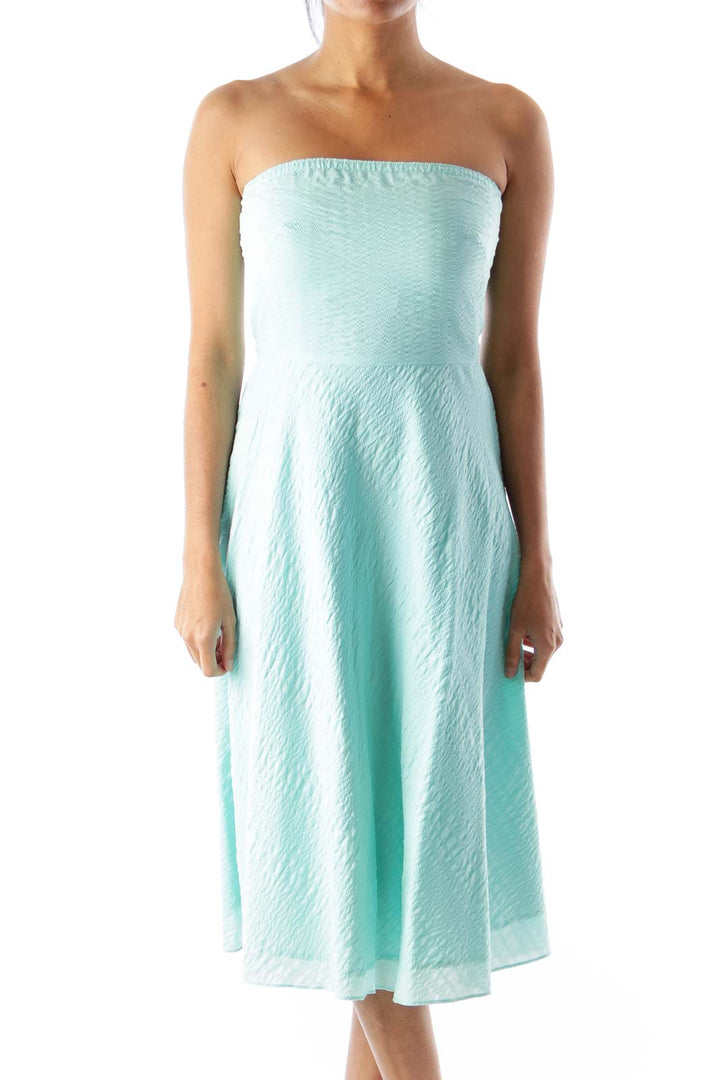 Mint Strapless A Line Dress