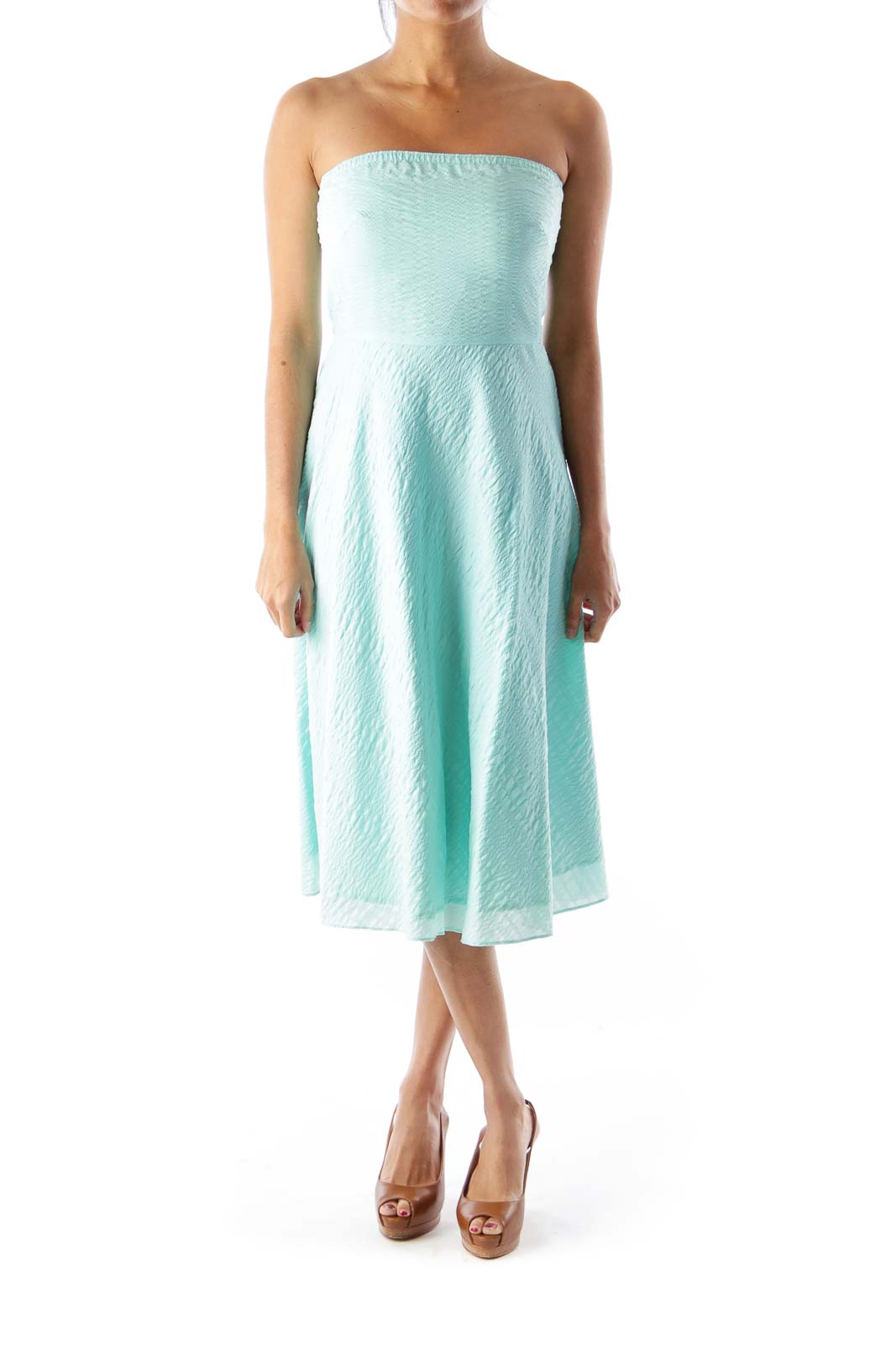 Mint Strapless A Line Dress