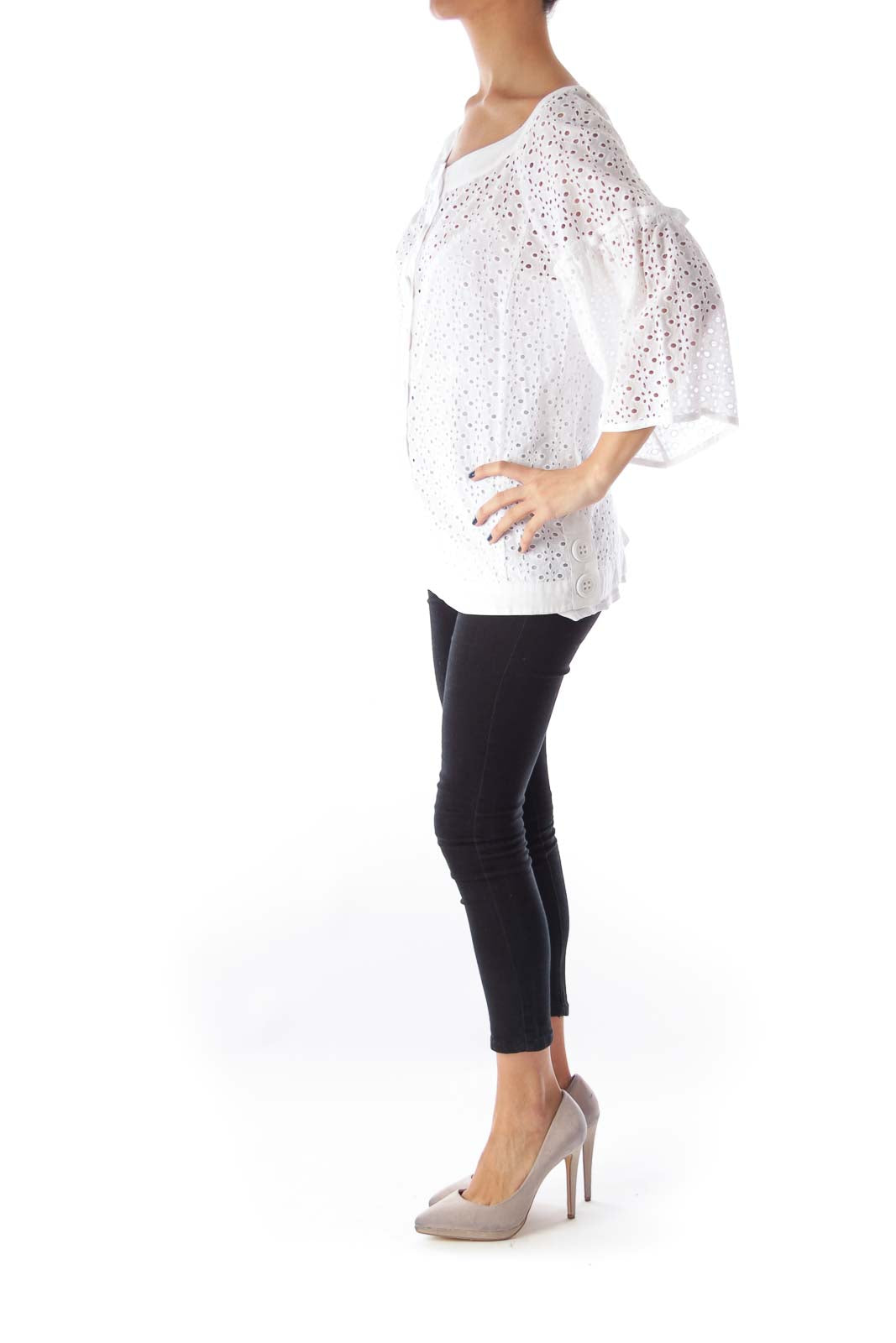 White Lace Button Shirt