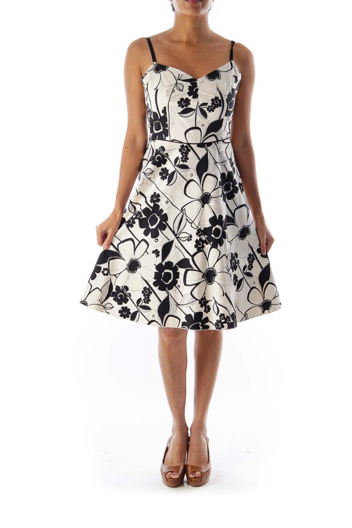 B&W Print A Line Dress