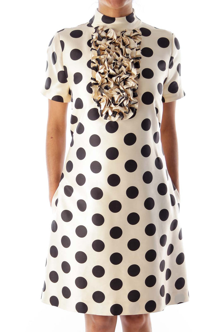 Beige Polka Dot Shift Dress