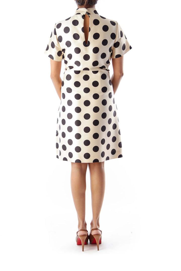 Beige Polka Dot Shift Dress