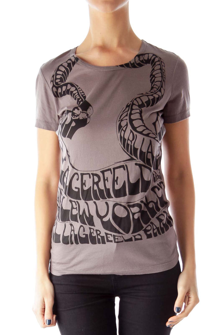 Dark Gray Printed T-Shirt