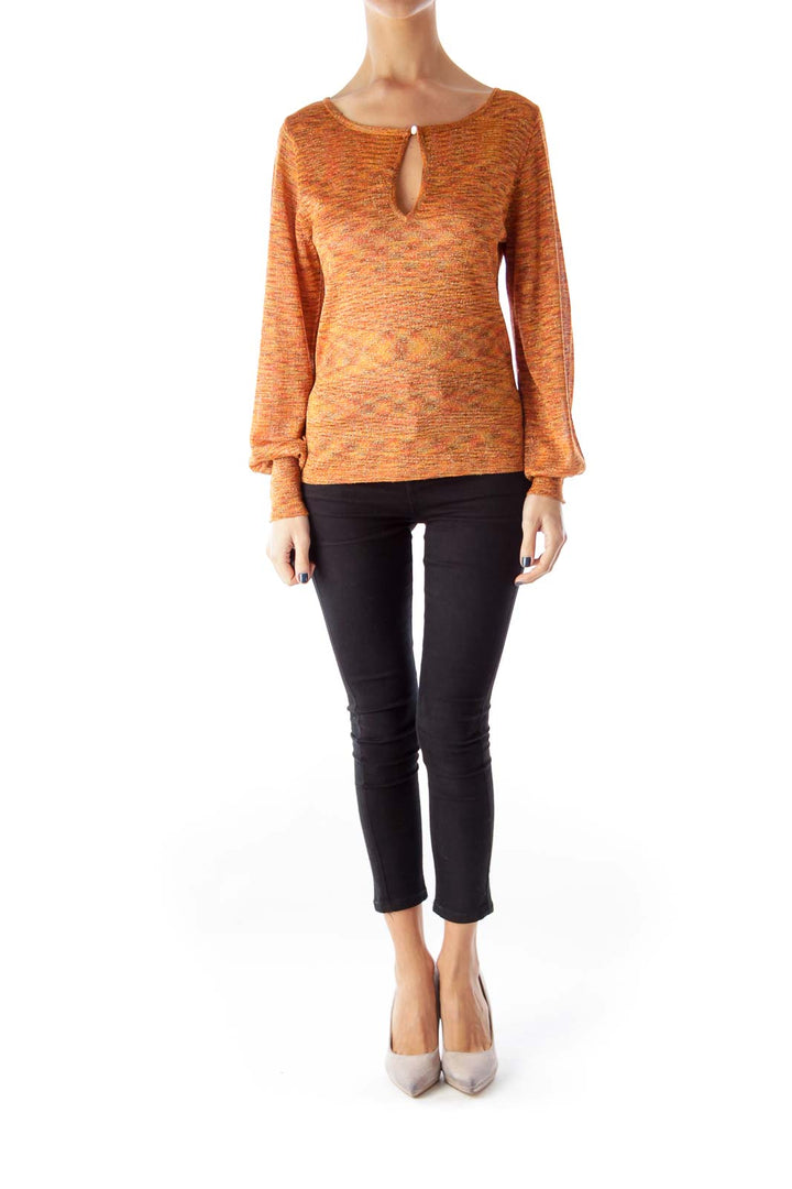 Orange Print Metallic Shirt