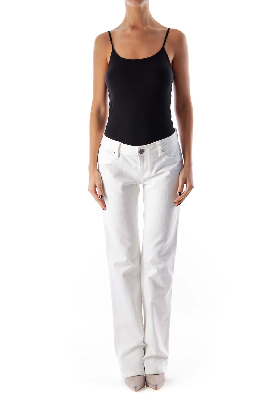 White Flare Slim Jeans