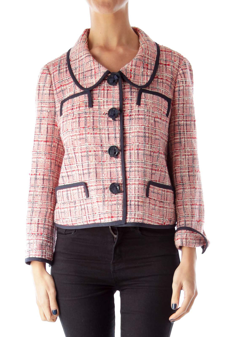 Red Plaid Tweed Jacket