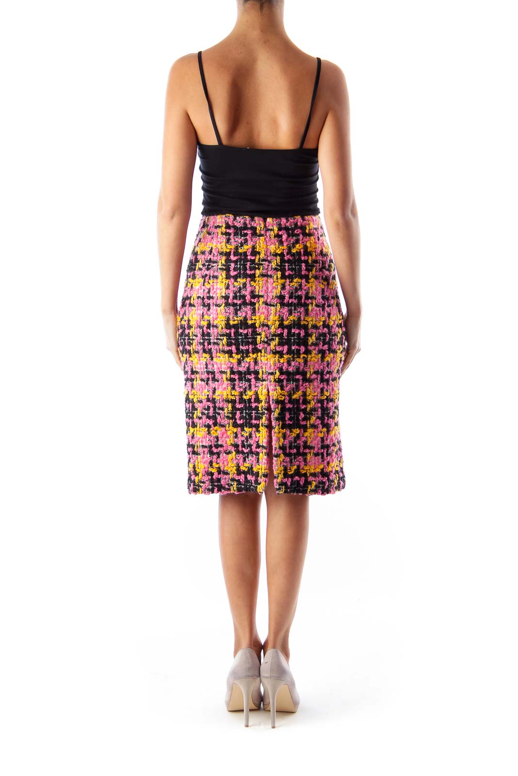 Color Tweed Midi Skirt