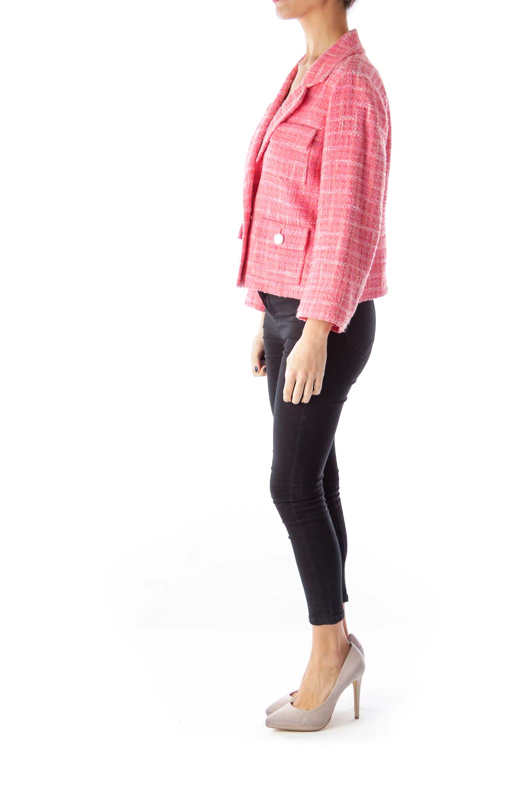 Pink Plaid Tweed Jacket