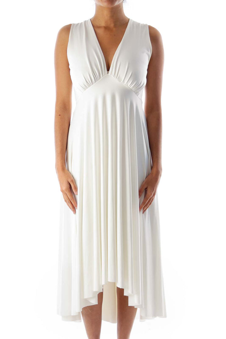 White Halter Midi Dress