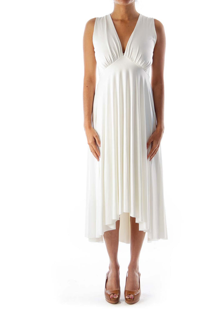 White Halter Midi Dress