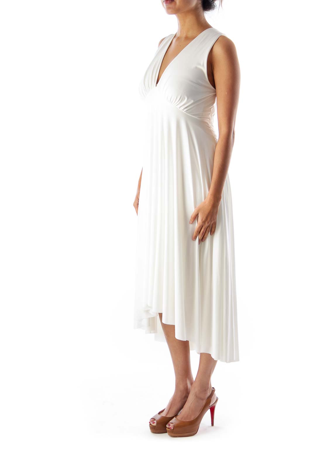 White Halter Midi Dress