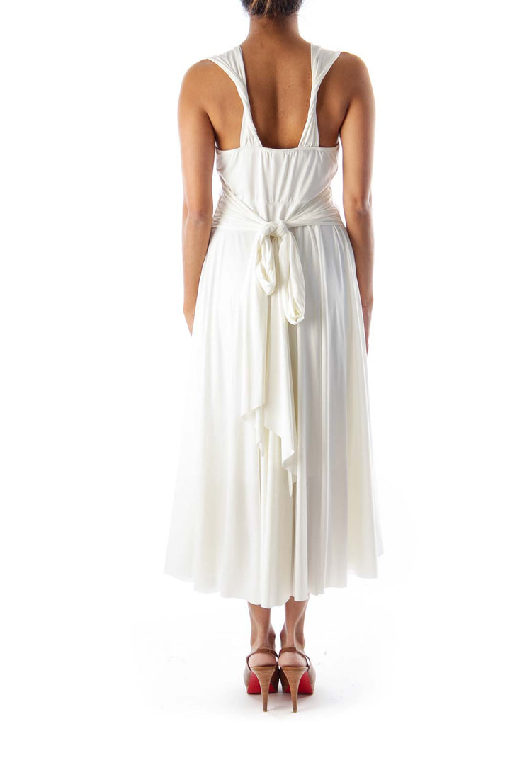 White Halter Midi Dress