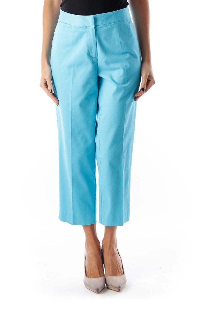 Blue Stretch Ankle Pants