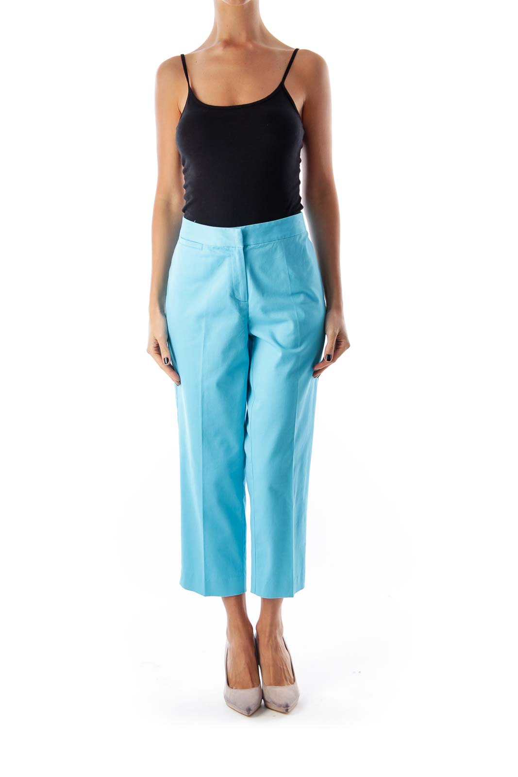 Blue Stretch Ankle Pants