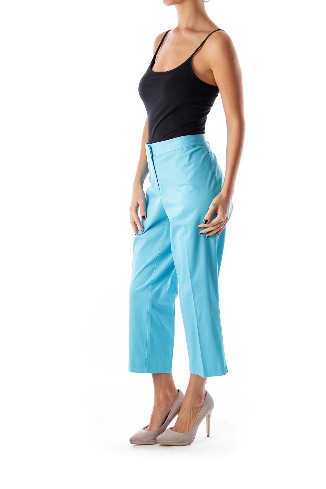 Blue Stretch Ankle Pants