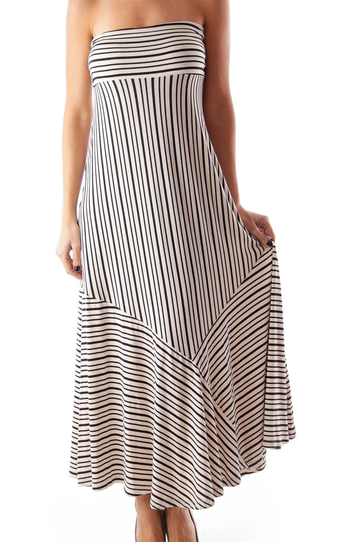 Black & Beige Stripe Maxi Dress