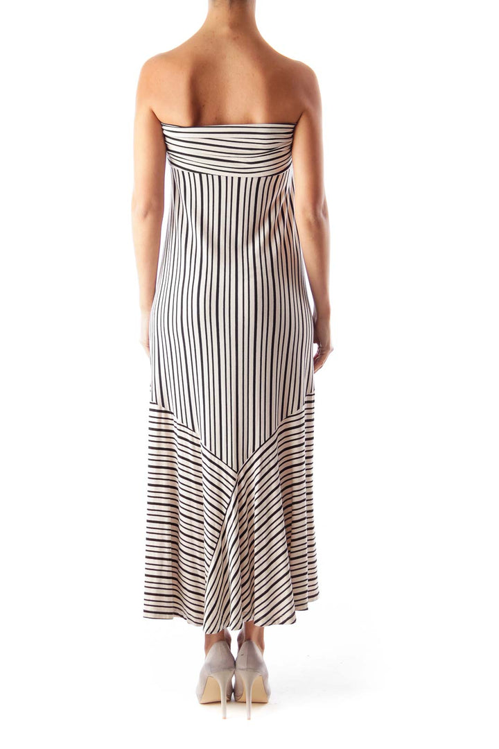 Black & Beige Stripe Maxi Dress