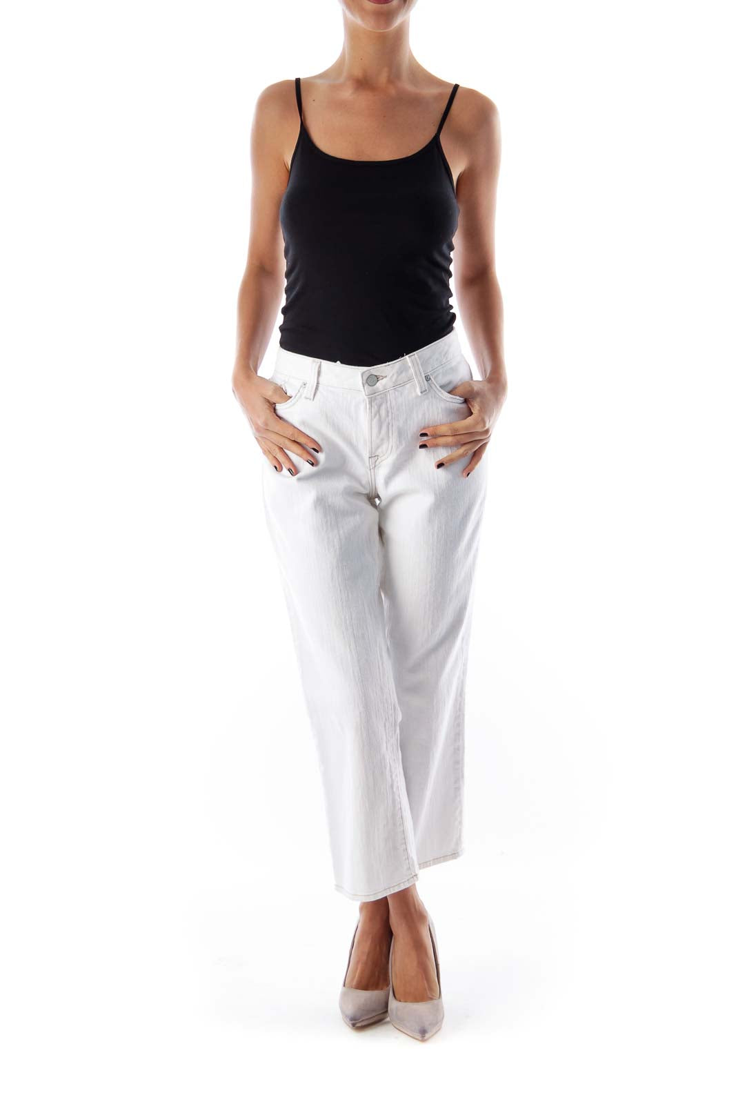 White Ankle Crop Jeans