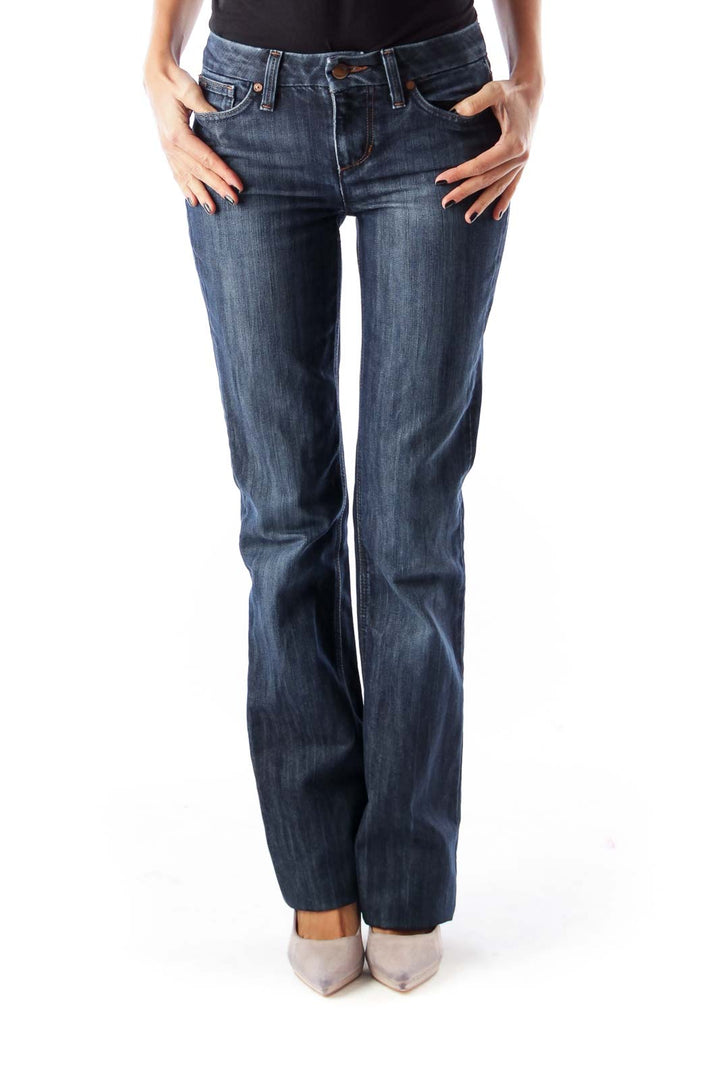 Blue Washed Flare Jeans