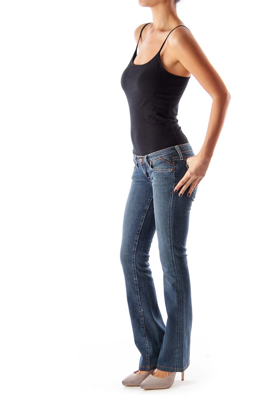 Blue Low Rise Flare Jeans