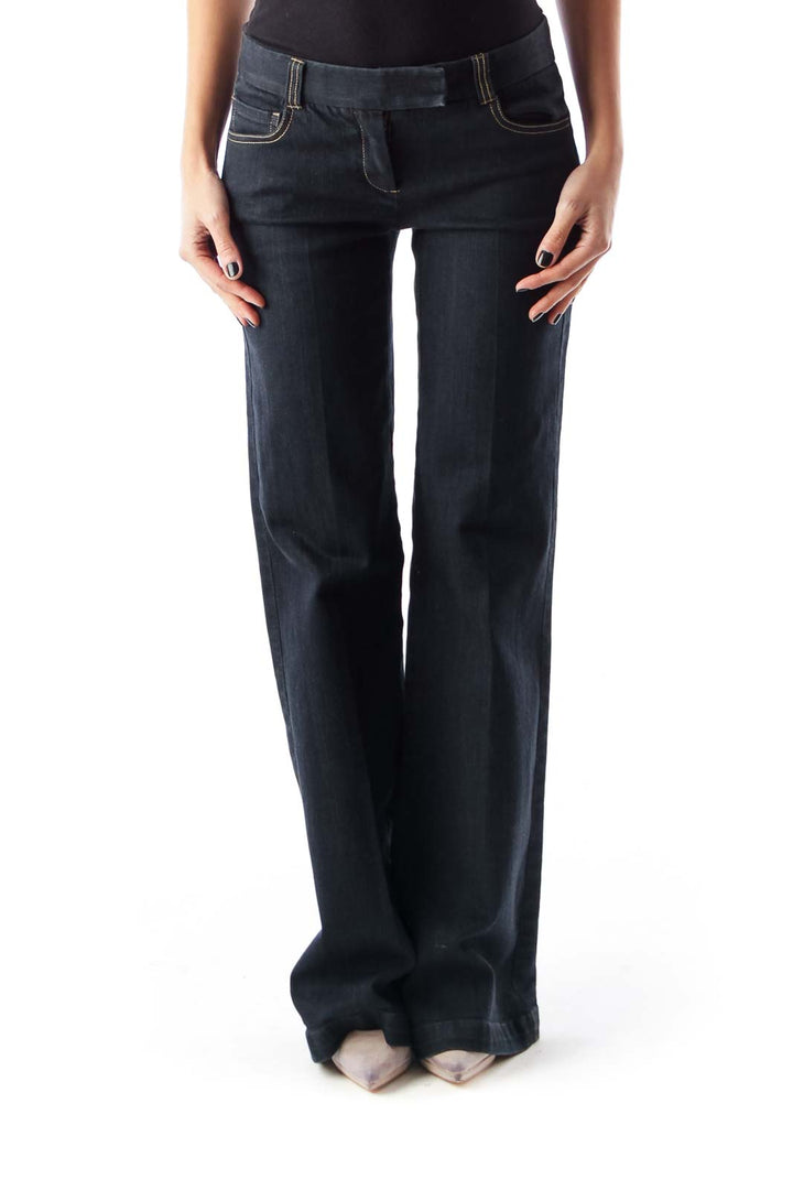 Black Mid Waist Flare Jeans