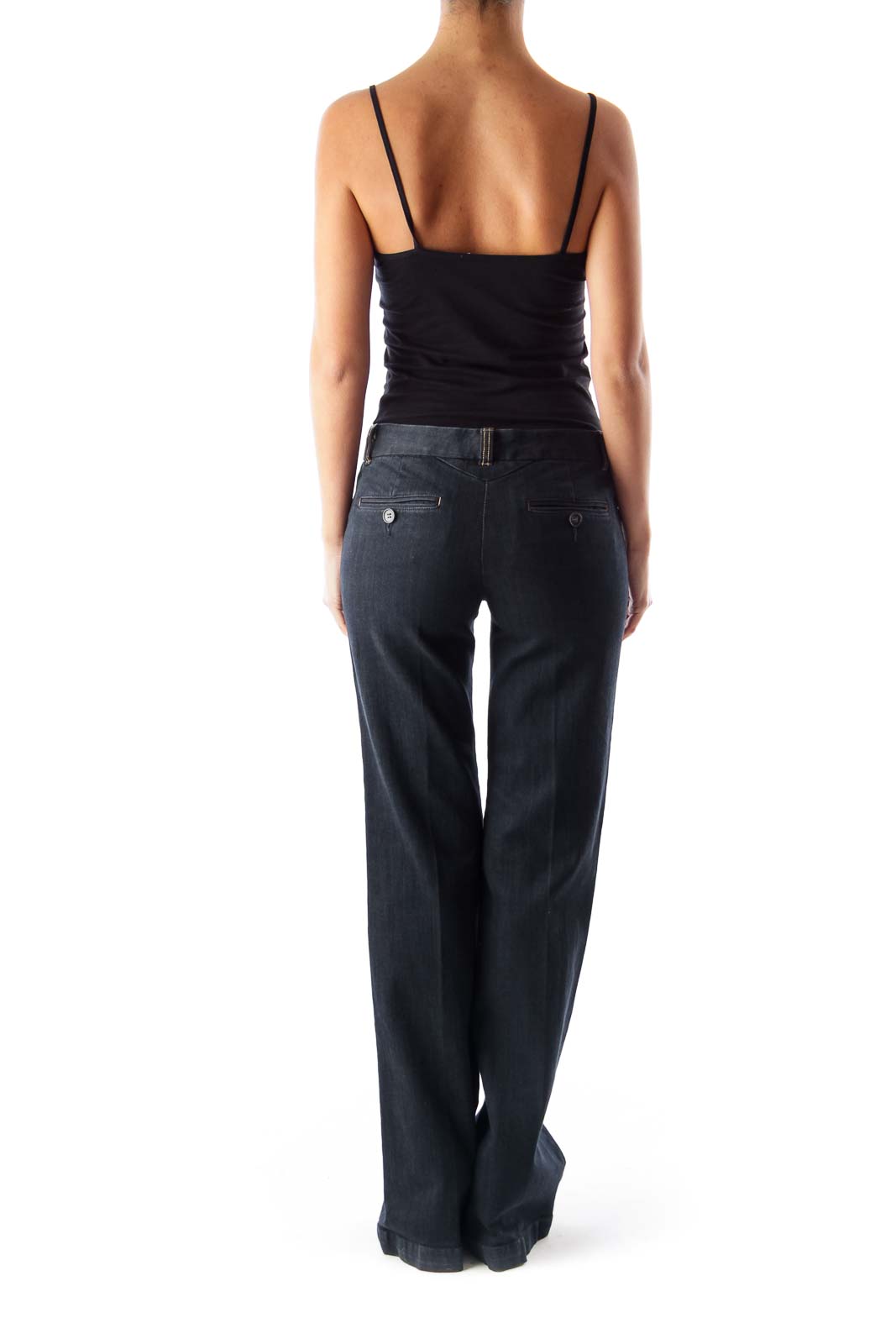 Black Mid Waist Flare Jeans