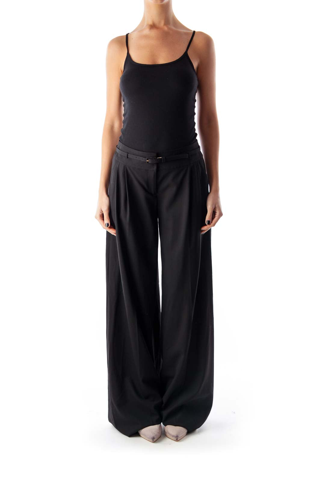 Black Belted Wide Pants