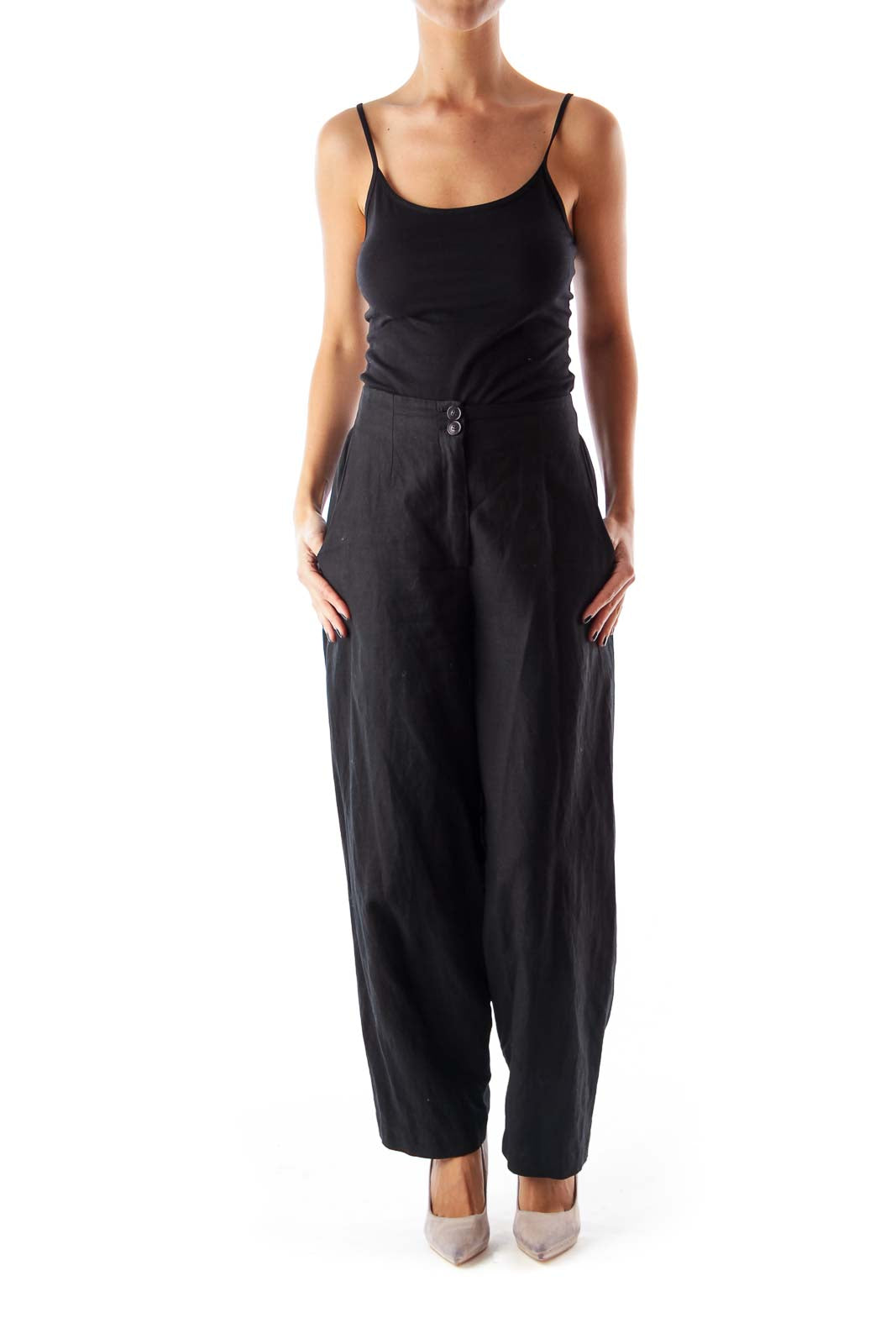 Black Side Pocket Wide Pants