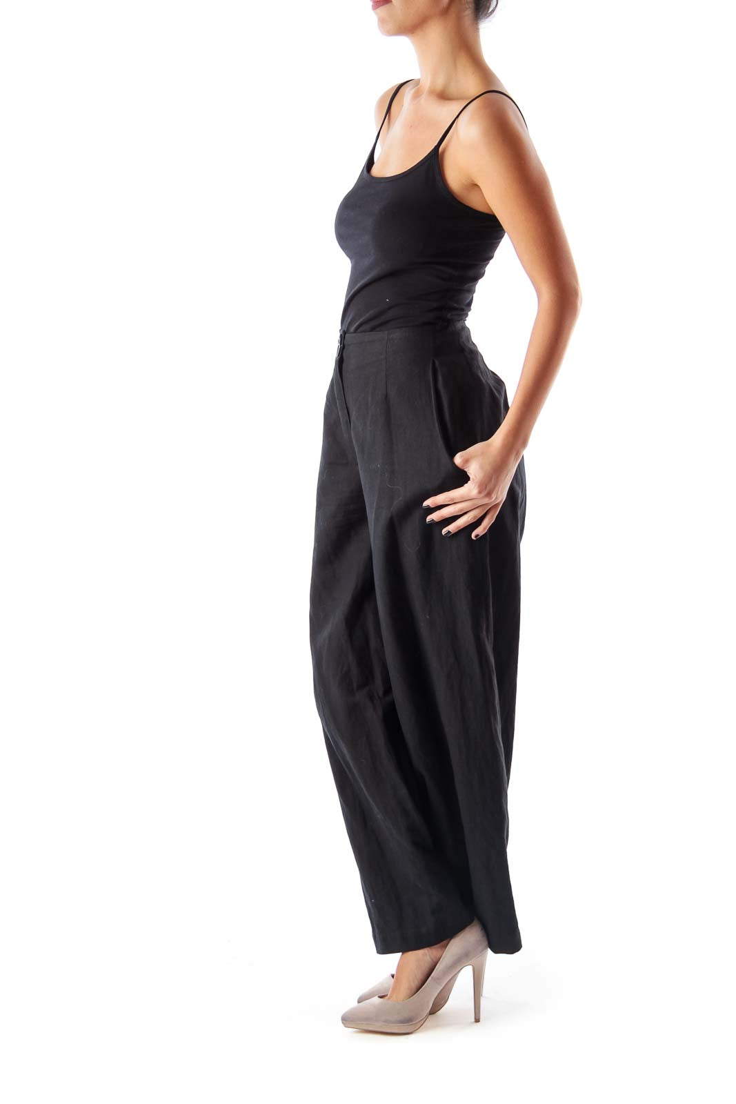 Black Side Pocket Wide Pants