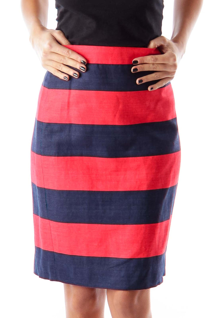 Navy & Red Stripe Skirt